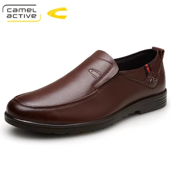 

Camel Active Oxford Derby Shoes Slip-On Men Dress Shoes Brown Genuine Leather Office Party Wedding Formal Business Shoes Luxury