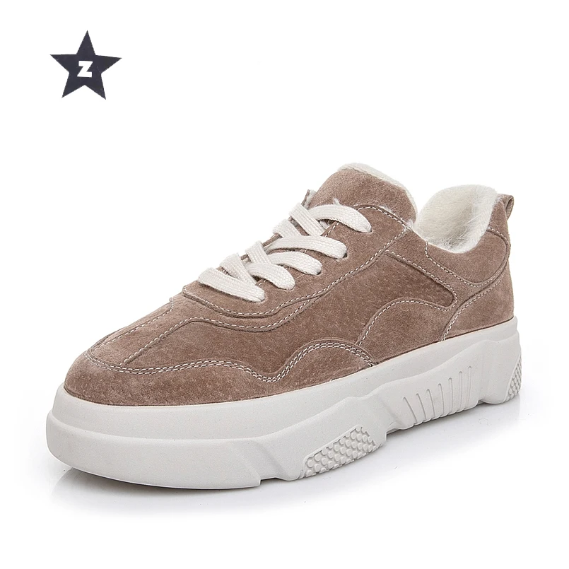 

Z women sport shoes laces trend walking tennis shoes girls casual breathable winter plush platform shoes woman sneakers