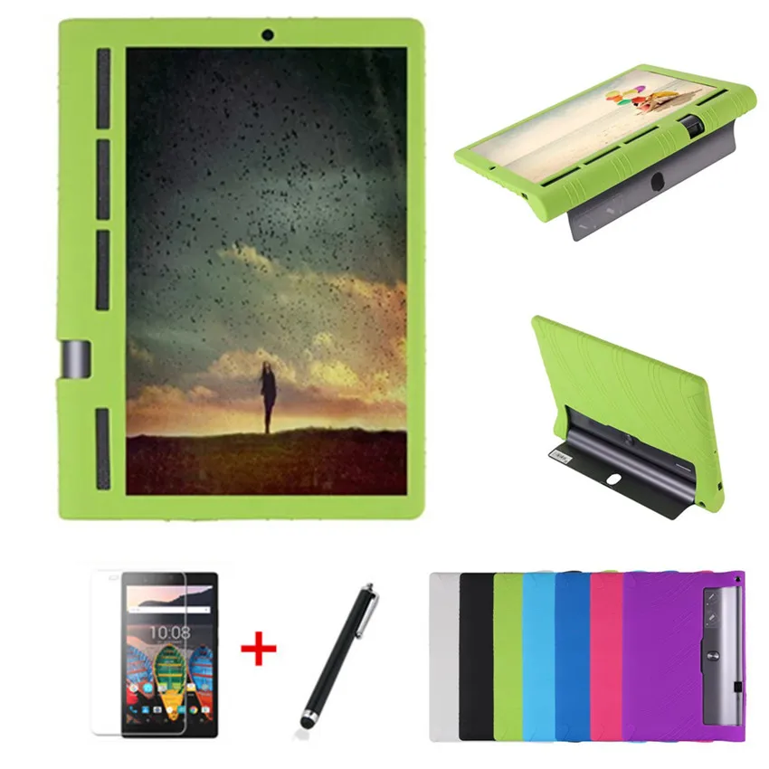 

For Lenovo YOGA Tab 3 Pro 10 X90 X90F Tablet Case tab3 10.1 YT-X703L X703F Soft Silicone Back Cover Protective shell+film+pen