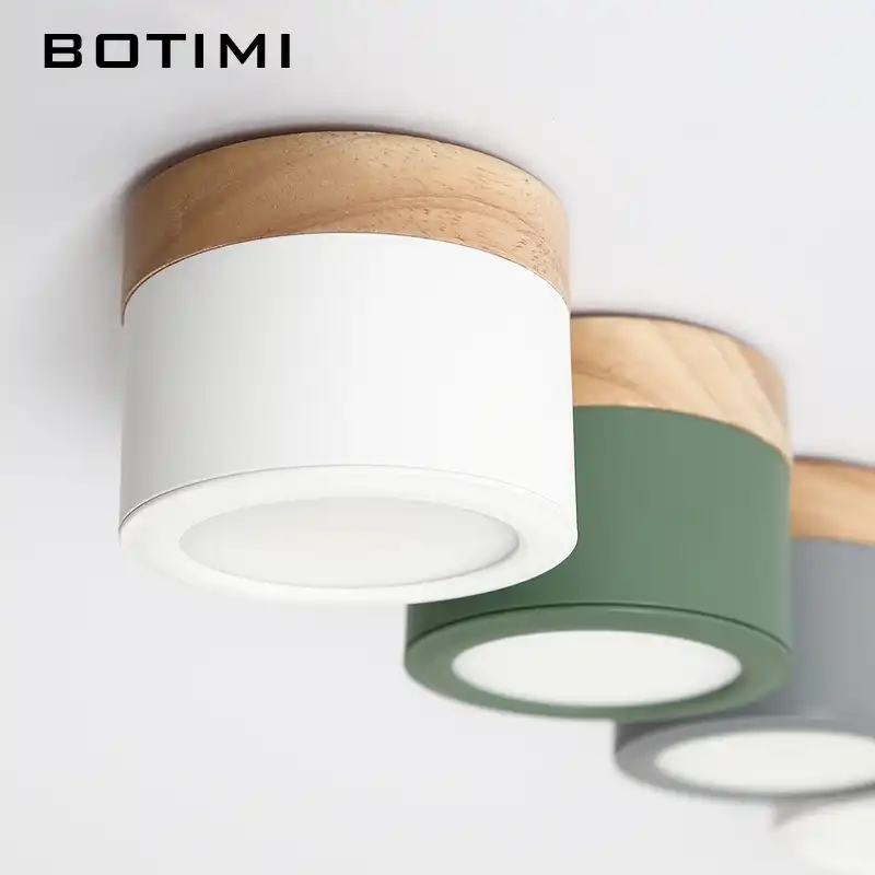 Botimi Nordic Led Ceiling Lights With Metal Lampshade For Corridor 2v Round Wooden Ceiling Lamp Gray Surface Mounted Lighting Ceiling Lights Aliexpress