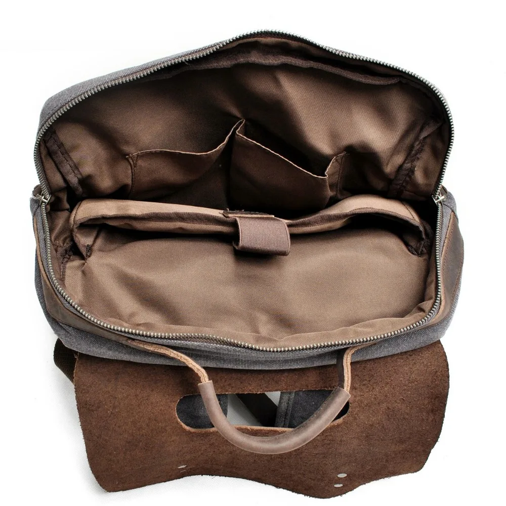  M030 Hot New Multifunction Fashion Men Backpack Vintage Canvas Backpack Leather School Bag Neutral  - 32812801428