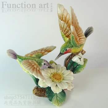 

ceramic flower bird figurines home decor ceramic Hummingbird loves ornament crafts room decoration porcelain animal figurine