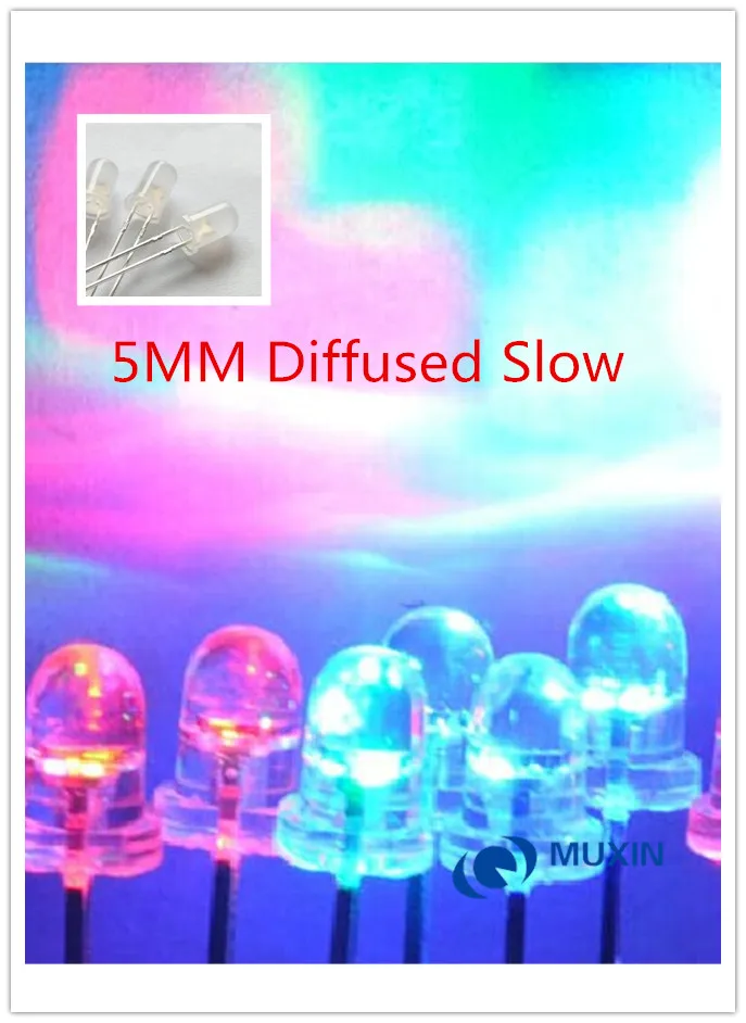 50PCS 5mm Diffused RGB Rainbow Slow Flashing Flash Red Green Blue LED