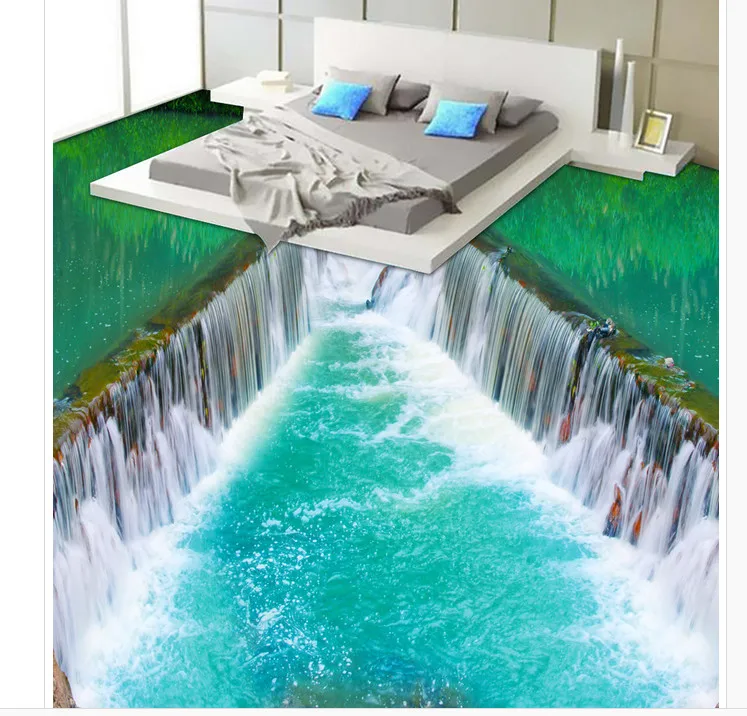 3d обои водонепроницаемый поток водопады Ванная комната Спальня 3D половой коврик из ПВХ Самоклеящиеся обои