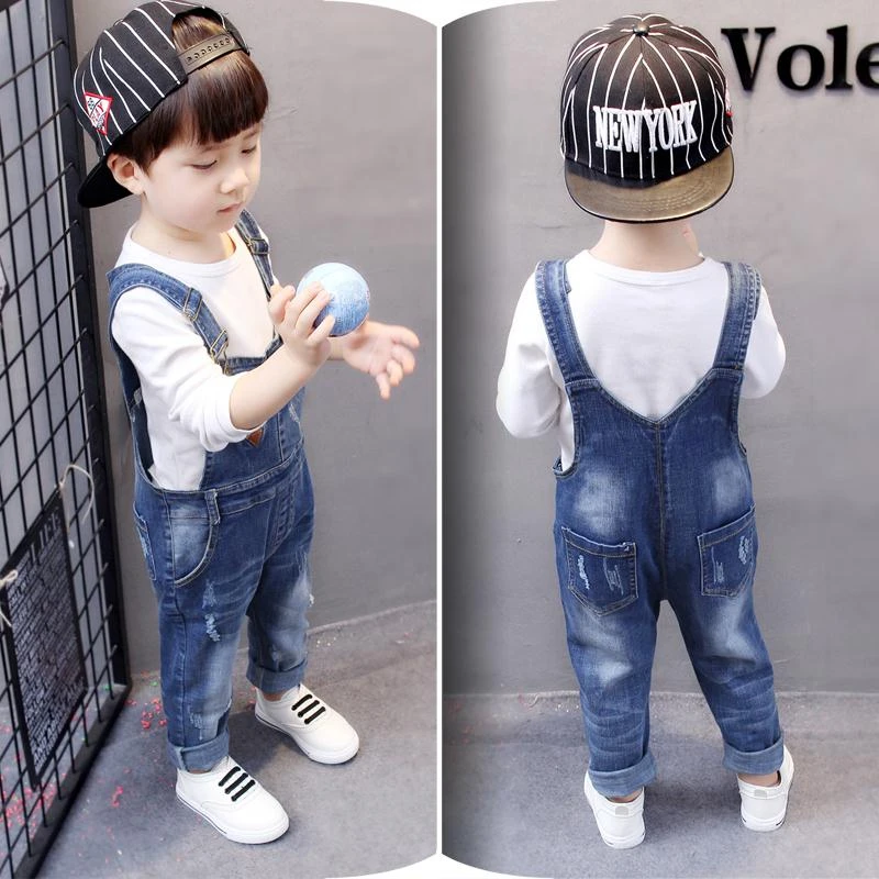 

New Boys Jeans Overalls Autumn Children Strap Solid Cotton Jumpsuit Casual Kids Girls Clothing Overalls Pants 2-5year Kids Pants