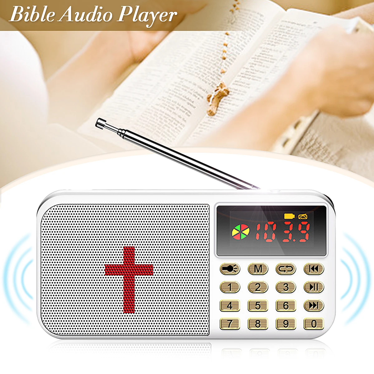 Bible Audio Player Portable Mini FM Radio Outdoor Music MP3 Player TF USB LED Display Digital