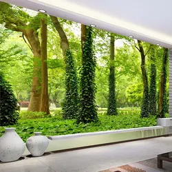 Пользовательские настенной Бумага для стен 3D соломы зеленый лес деревья картина фото из нетканого материала стены Бумага для Декор в