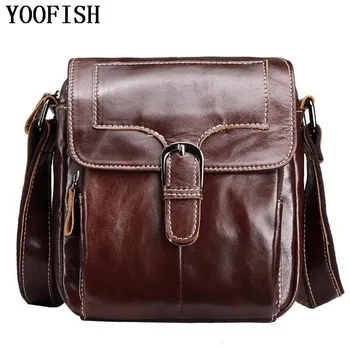 

YOOFISH Men Genuine Leather Bag men messenger bags business Natural Cowskin briefcase Men's Cowhide Shoulder Crossbody Bag
