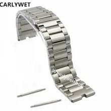 CARLYWET 22mm Argent 316L Bracelet En Acier Montre-Bracelet de Courroie De Bande ceinture Double Poussoir Fermoir Pour Moto Motorola 360 Smart Watch 1gen