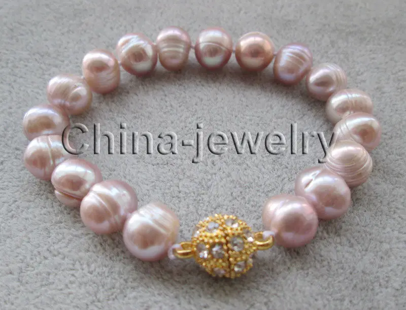 

Beautiful 8" 10-12mm natural purple freshwater pearl bracelet ^^^@^Noble style Natural Fine jewe SHIPPING new >>free shipping
