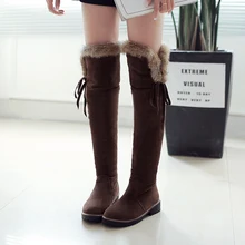 Женские ботфорты; коллекция года; Зимние теплые плюшевые женские высокие сапоги; однотонные теплые зимние сапоги для женщин; женские ботинки