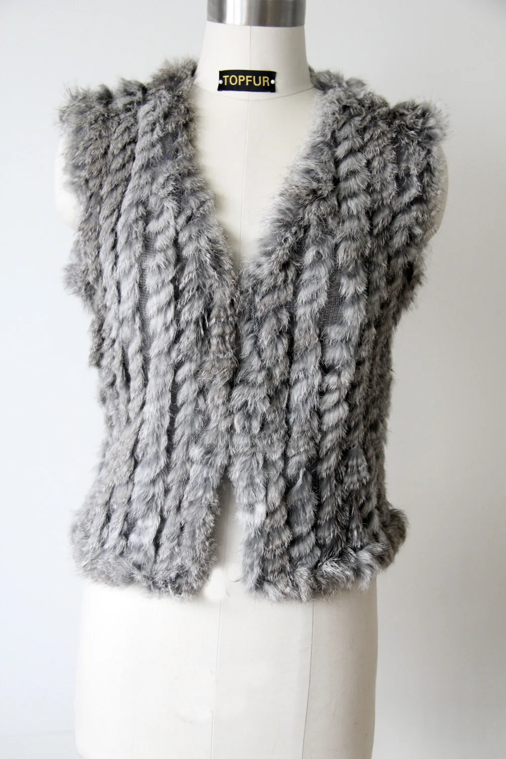 

Women's Genuine Knitted Rabbit Fur Vest Natural Rabbit Fur Waistcoats Super Low Price Free Shipping DFP312