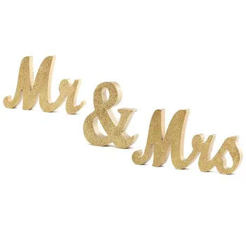 

Wedding Table Centerpiece Decoration Golden Mr & Mrs Wedding Marriage Letter ornaments Prop Party MJJ88