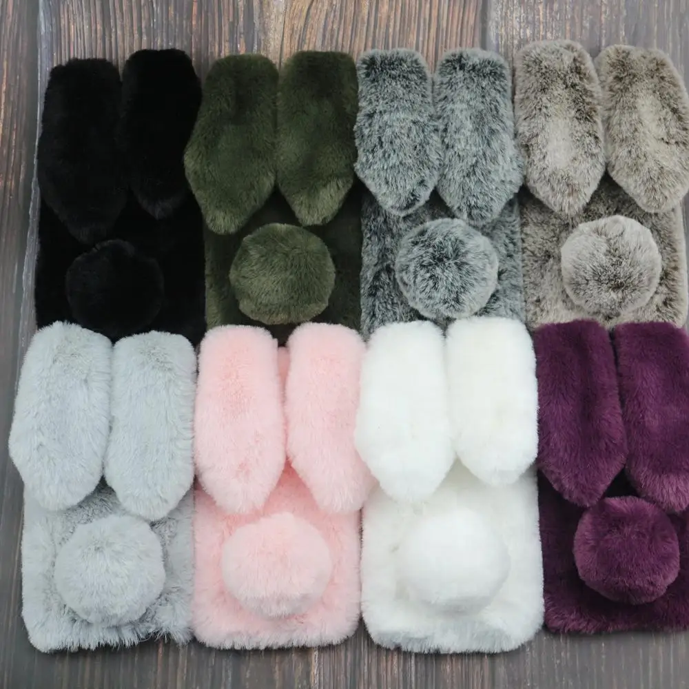 

Rabbit Fur Cases For iphone 7 8 Plus X 6 6s XS Max XR 5 5S SE 55S Oneplus 5T 5 6T 6 iPhone11 Pro Max Oneplus 7T Soft Cover Case