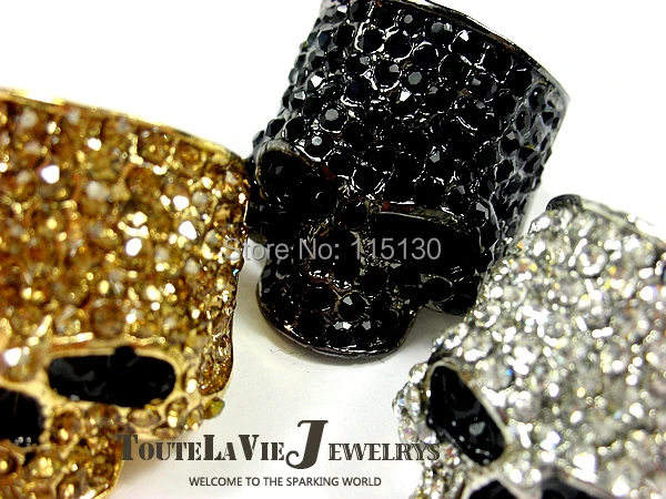 Brand Skull Rings for Men Rock Punk Unisex Crystal Black/Gold Color Biker Ring Male Fashion Jewelry gold color rings gold color ring finger ring