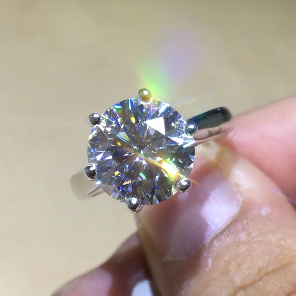 3 Carat ct Свадебные муассанит кольцо с настоящим бриллиантом 18 К 750 белое золото