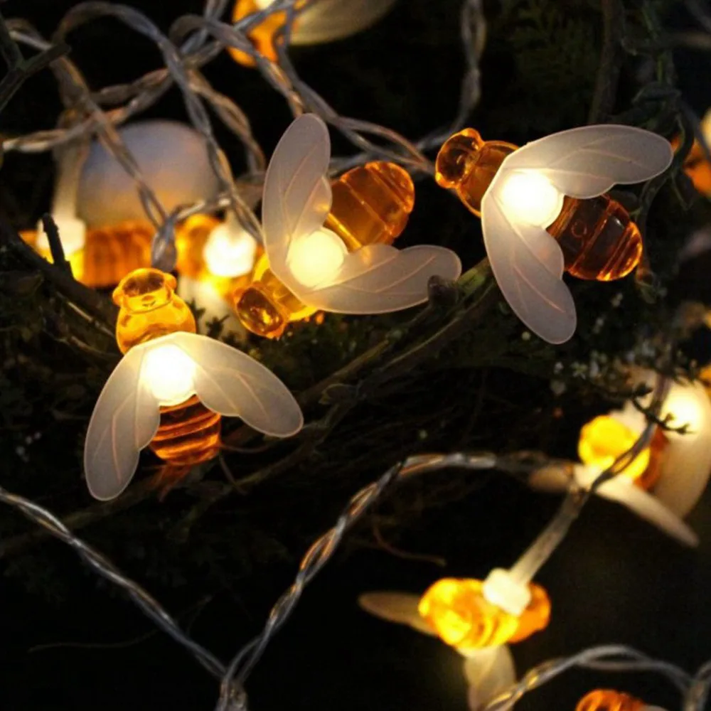 

1M curtain bee light string string home decoration eye-catching 10LED beads battery models without remote control led strip