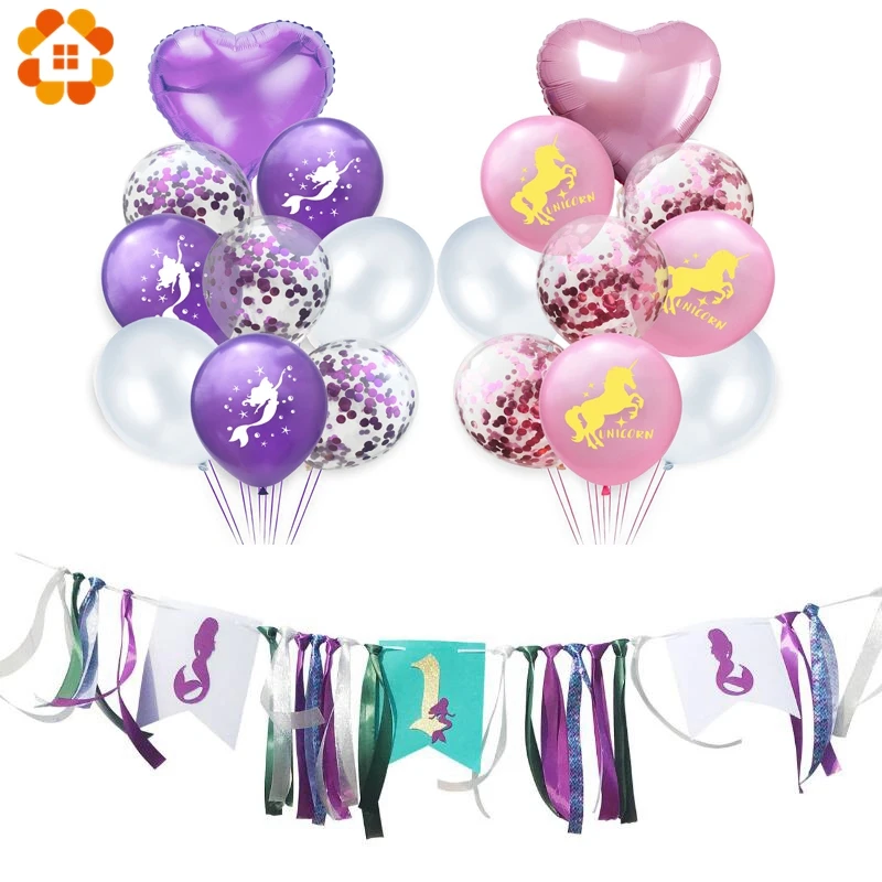 

1 Set Mermaid&Unicorn Balloons Confetti Air Balloons Wedding Ballons Kids Birthday Party Decorations Baby Shower Supplies