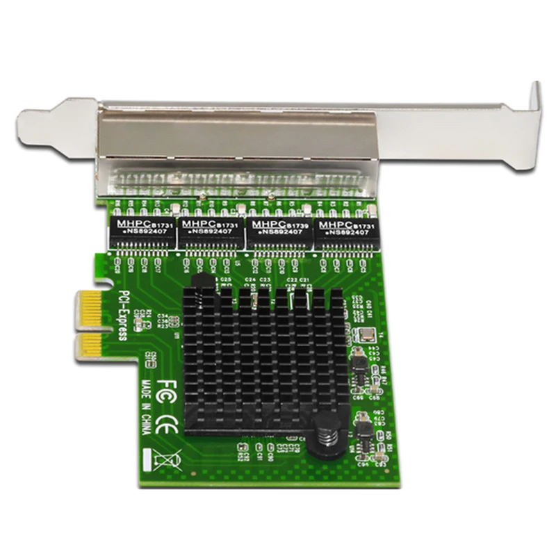 Kopen Netwerkkaart 4 Port Gigabit Ethernet 10 100 1000 M PCI e pci Express 4x Gigabit Ethernet Netwerk card LAN Adapter voor Desktops