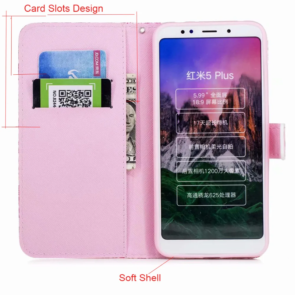 Redmi 5 Plus Patterned Wallet Flip PU Leather Case Cover For Xiaomi Mi 5X A1 6 Redmi Note 5A 5 4X 4A Note 4X Phone Case Fundas  (2)