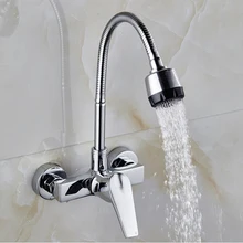 Flexible faucet spout wall mounted kitchen faucet mixer single handle kitchen sink faucet with spray Free Shipping