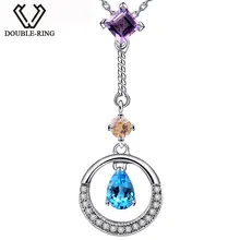 DOUBLE-R Аметист Подвески Для женщин цитрин стерлингового серебра 925 Круглый Ожерелья и Подвески День Святого Валентина Ювелирные украшения CAP02425A