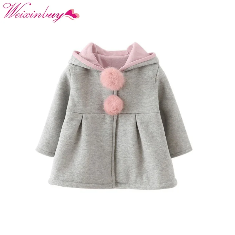WEIXINBUY/пальто с капюшоном и заячьими ушками для девочек; сезон весна-осень-зима; теплая детская куртка; верхняя одежда; детская одежда; топы для малышей
