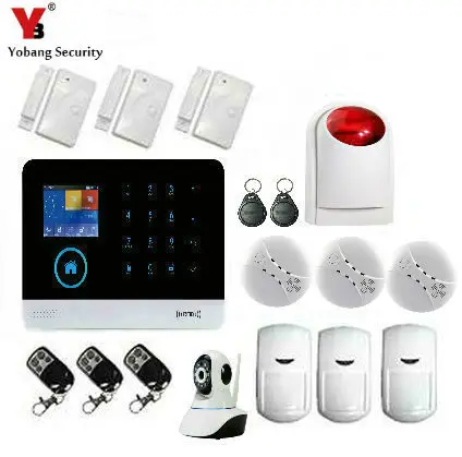 

Yobang Security WIFI Home Security Urglar Alarm Systerm Kit IOS Android APP Control Touch Keypad GPRS SMS RFID arm disarm