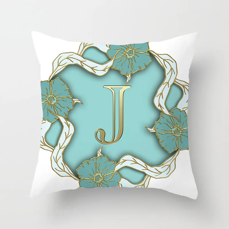 26 Alphabet Gold Letter Pillow Cover