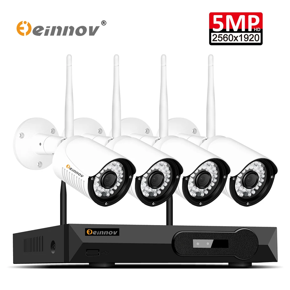 Einnov 5MP комплект видеонаблюдения H.265 домашняя беспроводная CCTV камера система NVR
