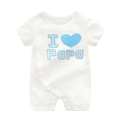 Orangemom/Официальный магазин; высококачественные летние детские комбинезоны с надписью «i love papa mama»; Одежда для новорожденных мальчиков и девочек; Одежда для младенцев - Цвет: blue papa