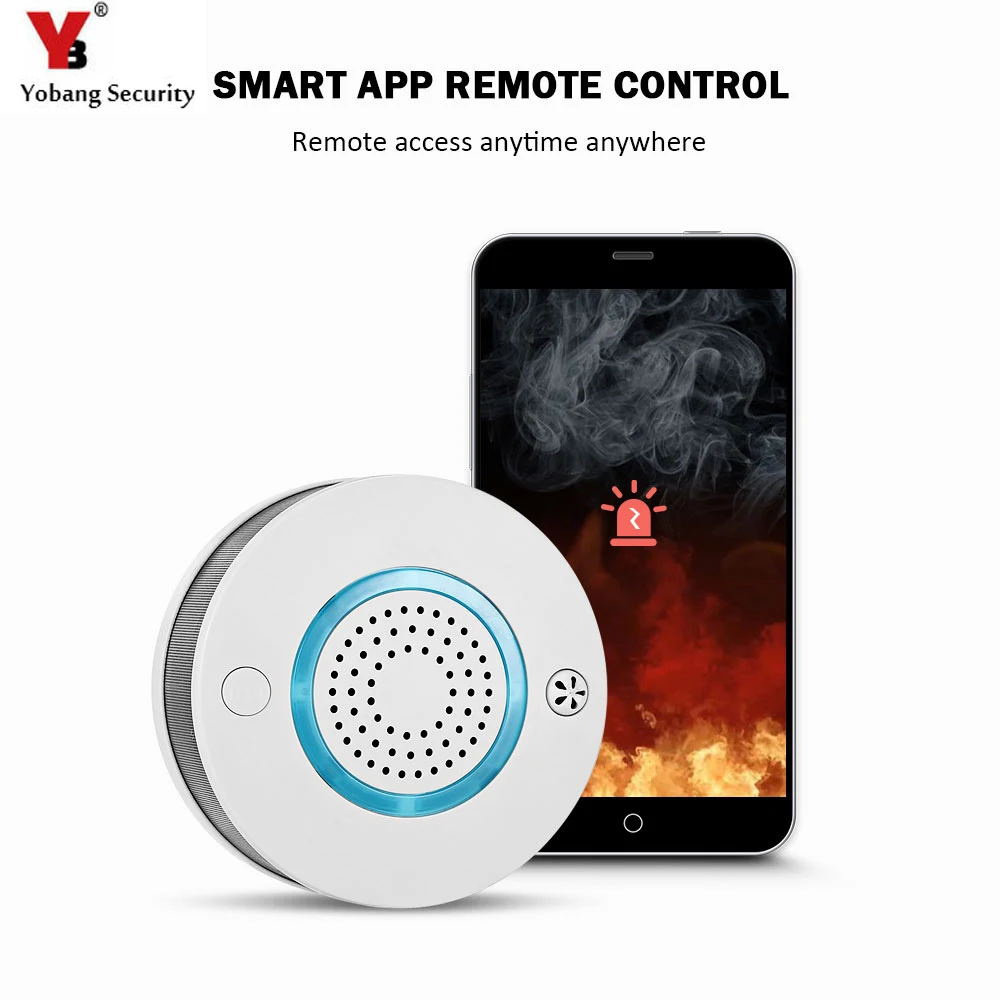 

Yobang Security WIFI APP Control Fire Smoke & Temperature Sensor Detector Alarm Combination Standalone or Wireless for Home