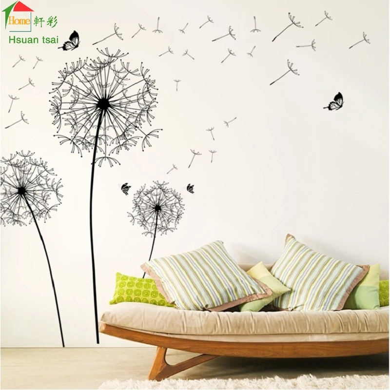 Декоративные наклейки для интерьера. Наклейки на стену для декора. Трафареты для декора стен одуванчик. Интерьерные наклейки одуванчики. Dandelion sticker.
