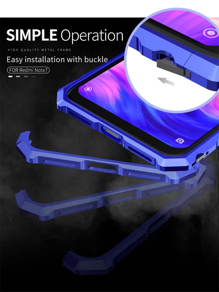 For Xiaomi redmi note 7 Case Luxury Metal Bumper Case On Xiomi redmi note 7 Slim Frame Phone Case redmi note7 (7)
