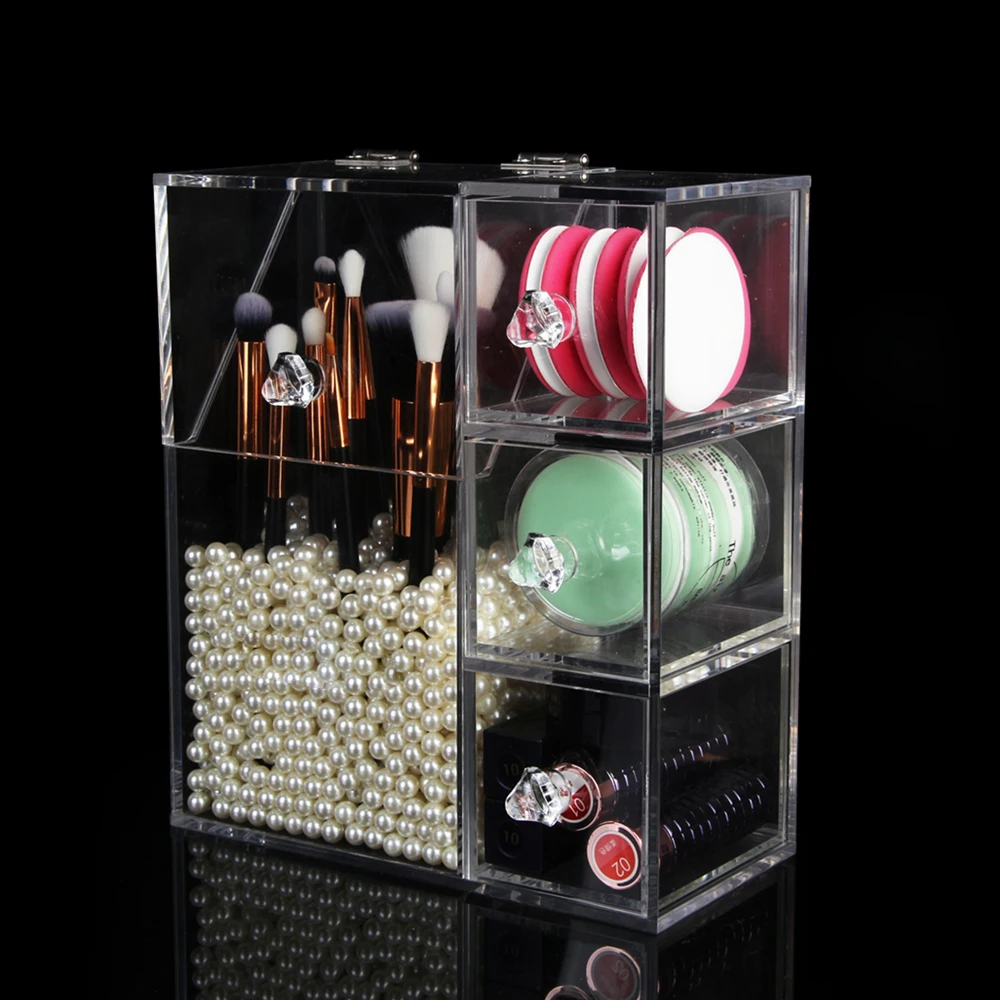

1PC Portable Acrylic Case Stand Rack Acrylic Cosmetic box Organizer Makeup Jewelry Storage Lipstick make-up brush Holder Displa#