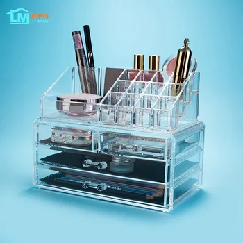 

LIYIMENG Jewelry Organizer Makeup Storage Desktop Box Acrylic Drawer Desk Boxes Home Diy Decor Collection Tin Rouge Container