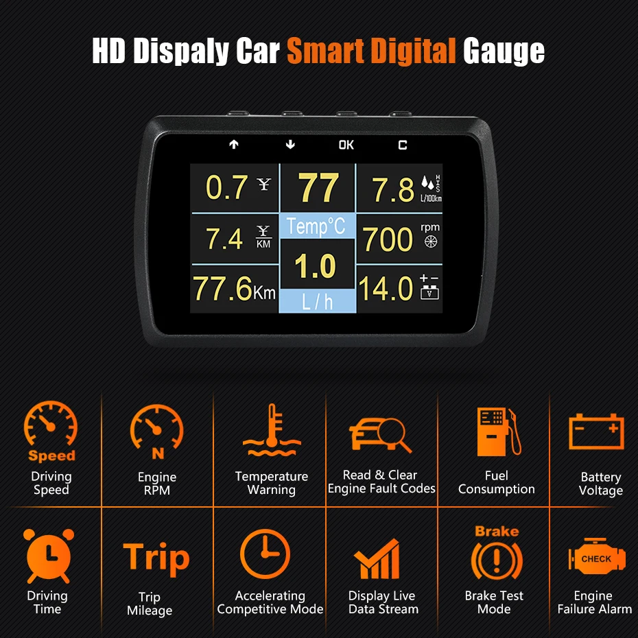 Ancel A501 OBD2 цифровой дисплей HUD бортовой компьютер для автомобиля расход топлива