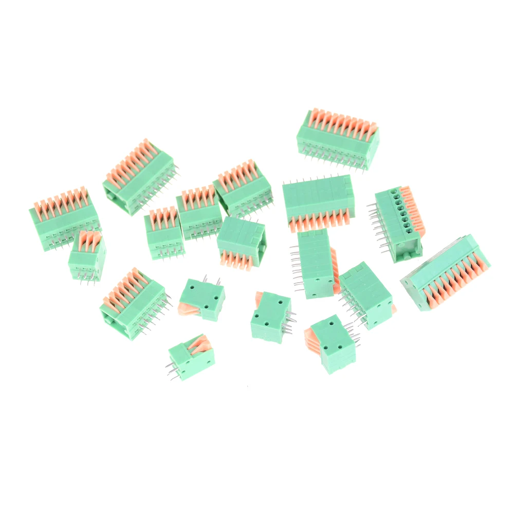 5 шт. 2/3/4/5/6/7/8/9/10P 2 54 мм шаг PCB прямое стопы разъемы весна Screless Медь зеленый клеммный