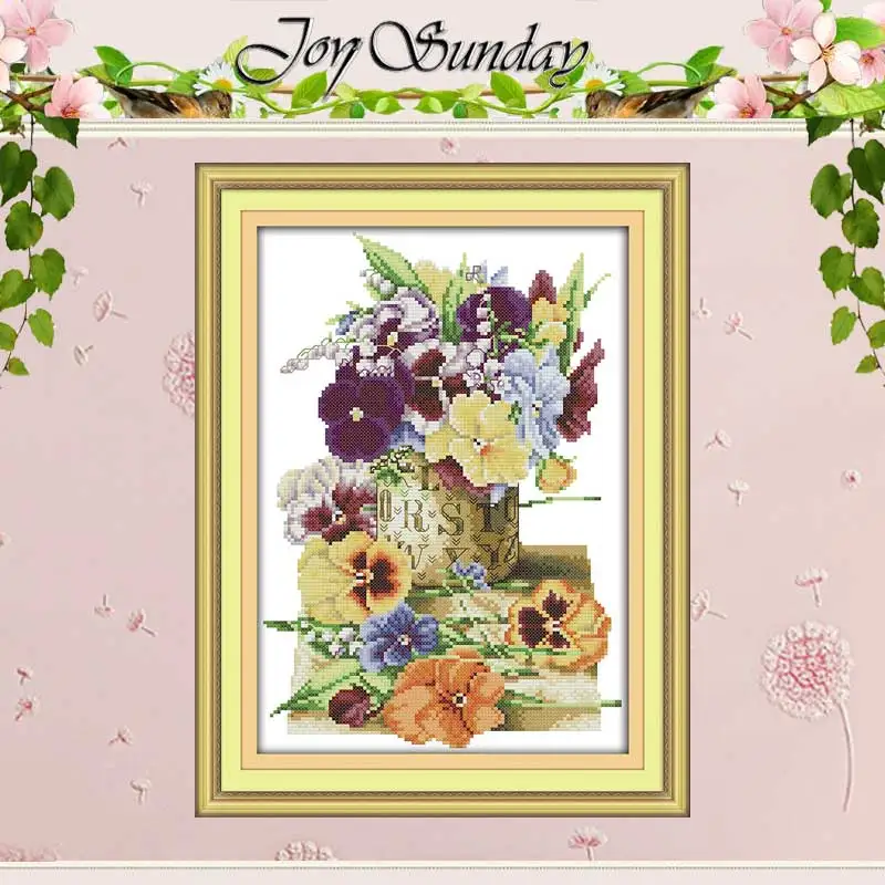 

Pansy patterns counted Cross Stitch 11CT 14CT Cross Stitch Set Wholesale DIY flower Cross-stitch Kit Embroidery Needlework