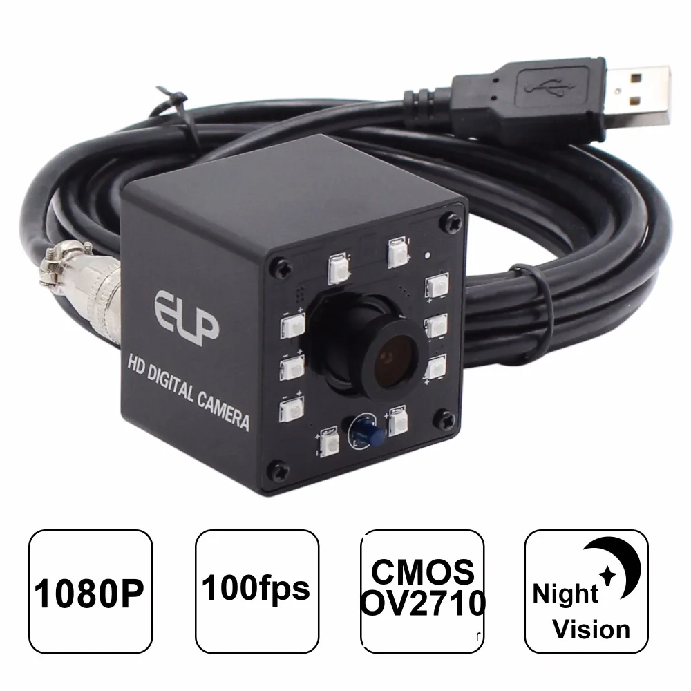 

ELP Night Vision 2MP 1080P 30fps PC Webcam Plug & Play CMOS OV2710 Sensor USB Camera With 8pcs IR LEDs,Support IR CUT