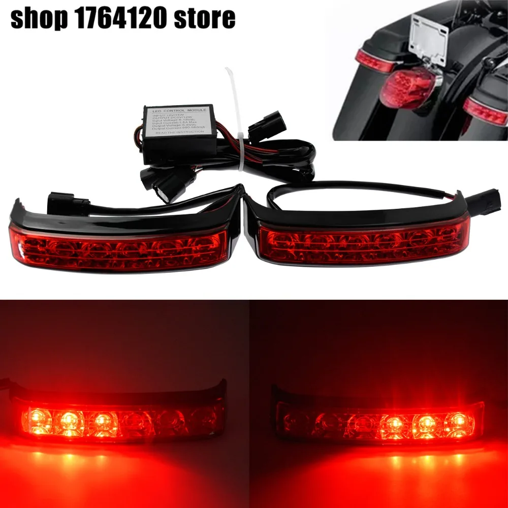 

Motorcycle Saddlebag Luggage Housing Tail Run Turn Light Lamp Black For Harley Street Glide Road King 2014-Later