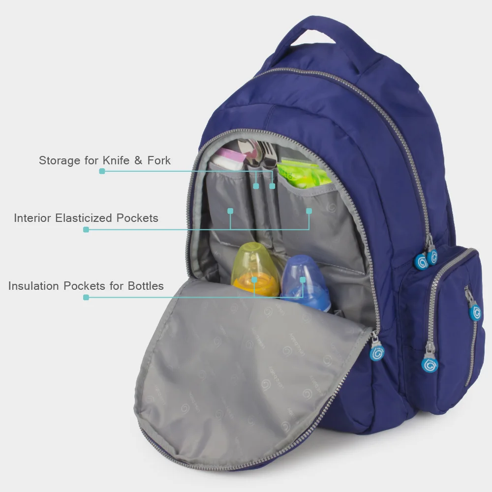 Lekebaby Large Capacity Diaper Bag Lightweight Mummy Maternity Bag Triple-Layer Design Travel Backpack Nursing Bag for Baby Care