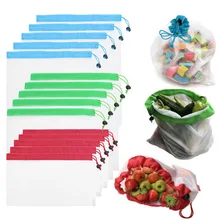 HCH-15 шт полиэфирные сетчатые сумки для покупок, многофункциональные многоразовые сумки для еды, упаковка для кухни, органайзер для хранения, сумки для фруктов