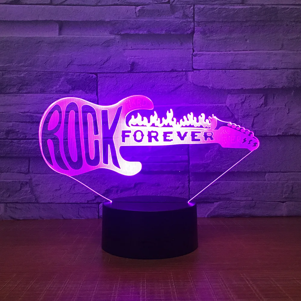Rock Music LED Creative Night Lamp Guitar Model 3D Night Lights Kids Bedroom Cool Table Lamp for Christmas Gift