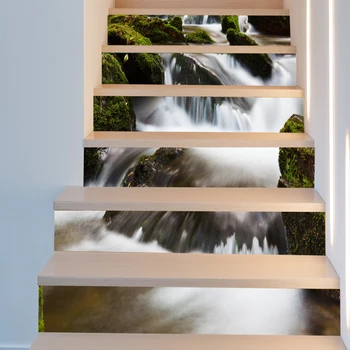 

Water 6Pcs DIY 3D Stairway Stickers Stairs Stickers Fall Floor Wall Decor Decals Sticker Living Room Decoration AP24
