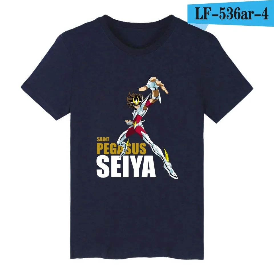 Luckyfridayf Золотой Санкт Seiya аниме короткий рукав футболки хлопок Для мужчин Мода японский мультфильм футболка Для мужчин смешные футболки Для мужчин - Цвет: navy blue
