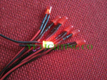 

100PCS Hot sale Diffused RED Pre Wired led DC12V 3mm round led 20mm DIP LED indicator
