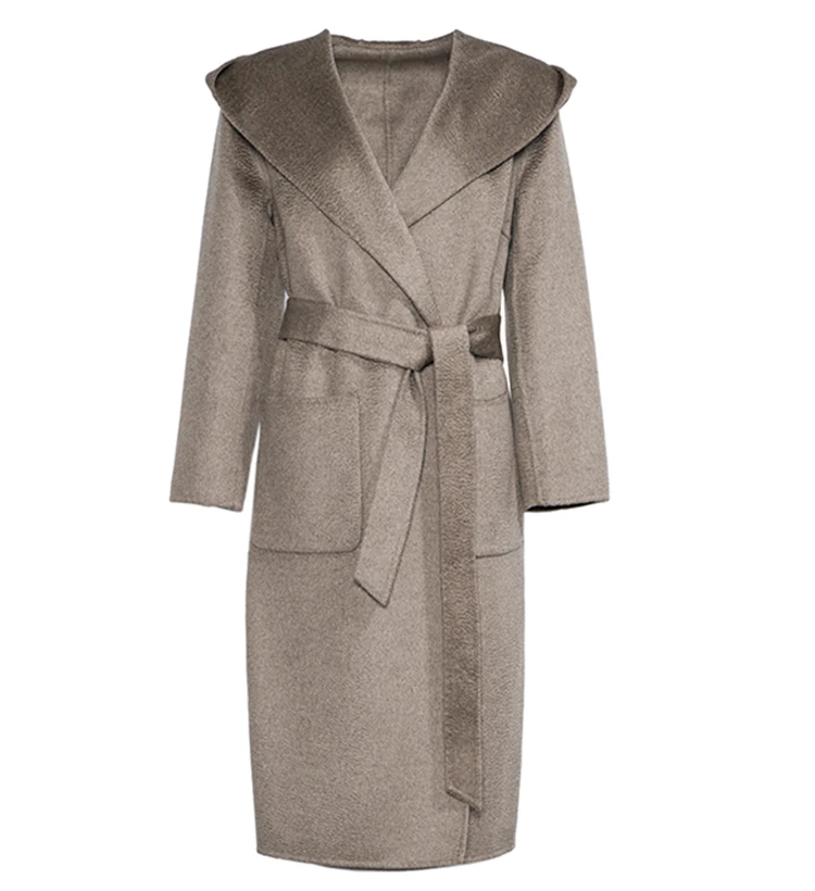 IRINAW912, Новое поступление, зима, повседневное, с капюшоном, свободное, длинное, Отбеленное, ручная работа, двустороннее шерстяное пальто для женщин