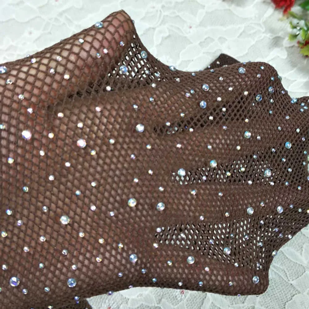 1 пара пикантные черные Для женщин Diamond ажурные колготки сетка со стразами Nylons Блестящие Колготки Collant чулочно-носочные изделия сачок - Цвет: coffee