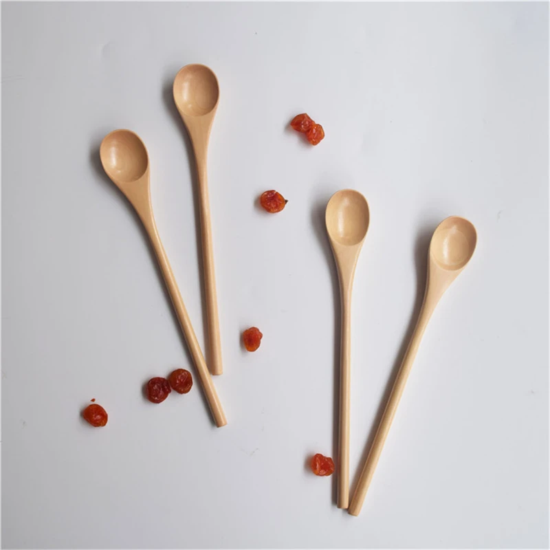 Комплект из 3 предметов, в японском стиле, деревянная щетка с длинной ручкой, круглая Ложка десертная кофейная ложка для торта посуда B